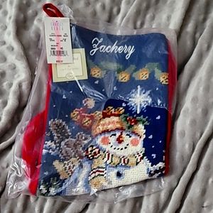 Charles Keath Vintage Snowman xmas stocking monogrammed with "Zachery"